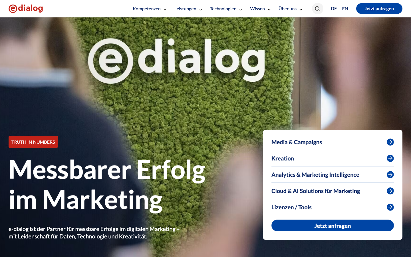 Screenshot der Website von e-dialog