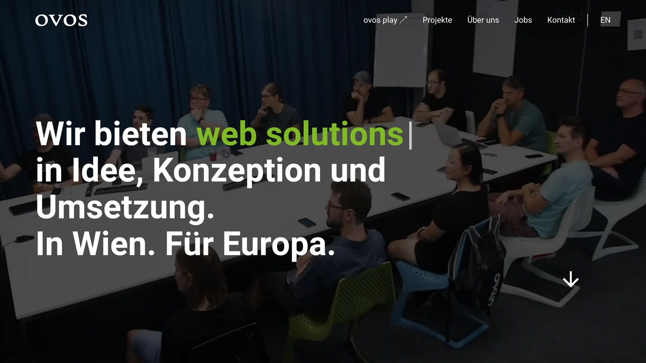 Screenshot der Website von ovos