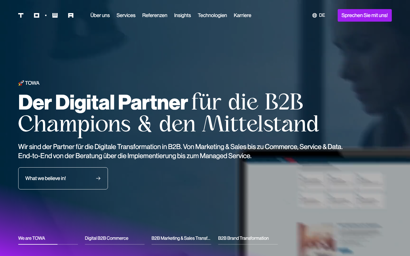Screenshot der Website von TOWA Digital