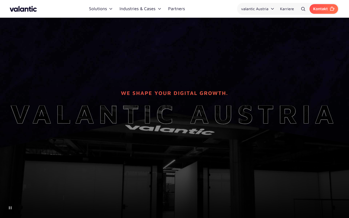 Screenshot der Website von valantic Austria