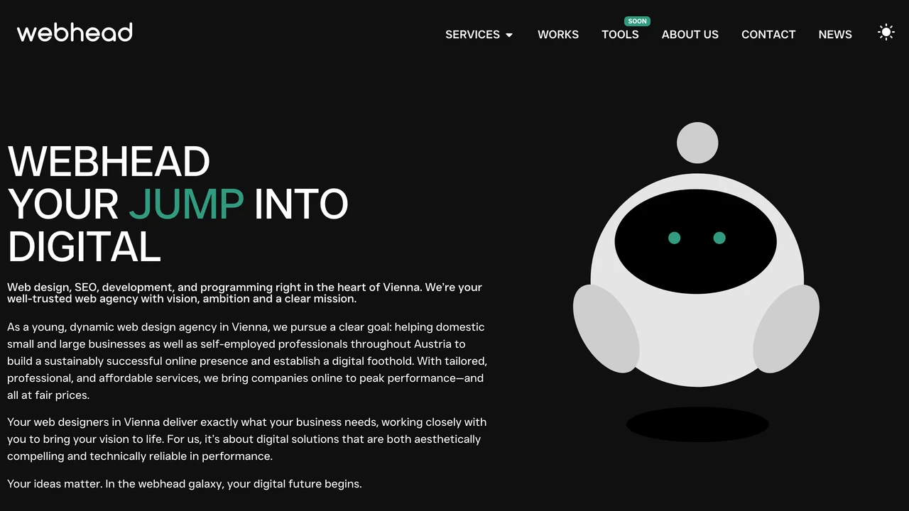 Screenshot der Website von webhead